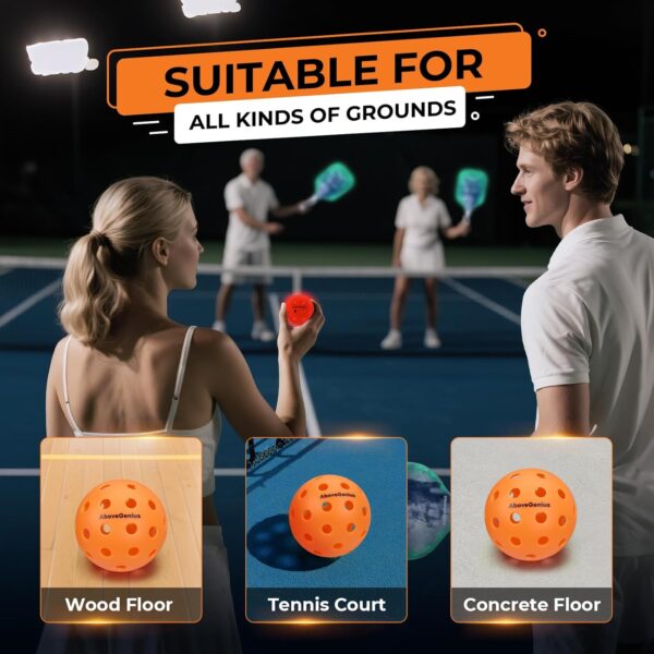 Glow in The Dark Pickleball,6 Pack Outdoor Pickleballs, LED Light Up High Visibility and Long-Lasting for Nighttime Play,Pickleball Gift
