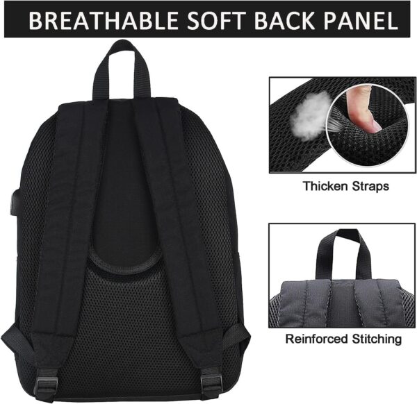 SUPACOOL Casual Laptop Backpack for Men and Women, School Backpack for Boys and Girls, College Bookbag, USB Charging Port, Lightweight Back Pack(Black)
