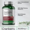 Horbäach Cranberry Concentrate Extract Pills + Vitamin C | 30,000mg | 120 Capsules | Triple Strength Ultimate Potency Formula | Non-GMO and Gluten Free Supplement