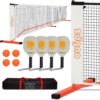 Pickleball Net Set for Driveway, 22FT Regulation Size Pickleball Net with Paddles Set of 4, Outdoor Pickleballs and Carry Bag for Driveway, Weather Resistance Strong Steel Frame