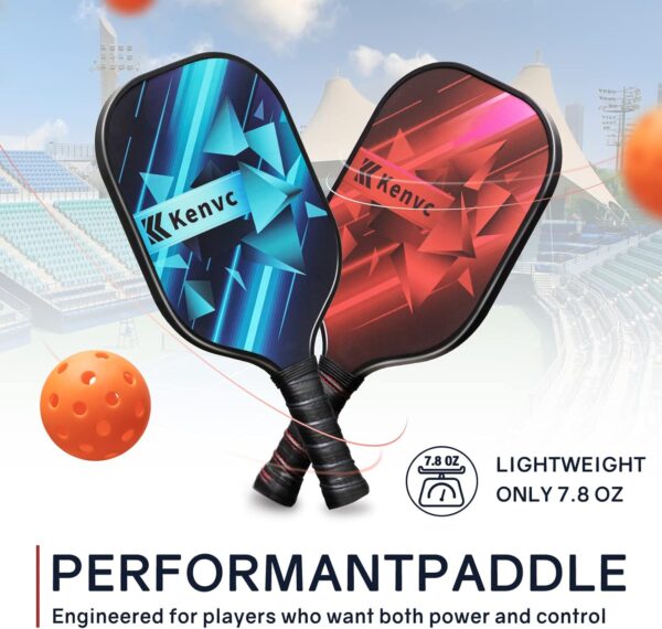 Pickleball Paddles Set, Lightweight Set of 2 Pickleball Paddles, 3K Carbon Fiber, Graphite Pickleball Paddle Face, Honeycomb Core, 4 Pickleball Balls, 1 Carry Bag for Women Men