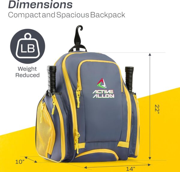 Pickleball Backpack - Durable Sling Bag for Men & Women, Holds 2-4 Paddles, with Fence Hook, Shoe Compartment & Water Bottle Holder