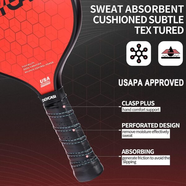 YC DGYCASI Pickleball Paddles Set of 4, USAPA Approved Pickleball Set, 4 Carbon Fiber Pickleball Rackets, 3 Outdoor Balls, 3 Indoor Balls, 4 Replacement Grip, 1 Bag for Women and Men