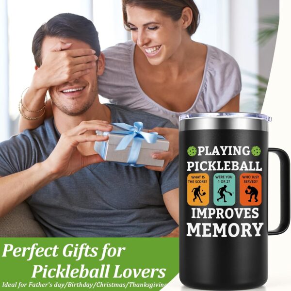 Lifecapido Pickleball Gifts, Playing Pickleball Improves My Memory 20 oz Insulated Coffee Mug, Pickleball Gifts for Men, Birthday Christmas Gifts for Pickleball Players, Pickleball Lovers, Black