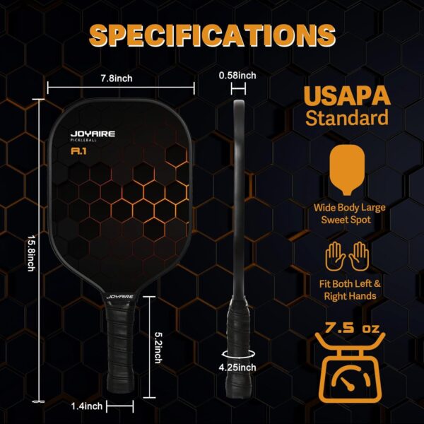 Pickleball Paddles Set of 2, USAPA Standard Fiberglass Pickleball Set, Lightweight Honeycomb Core Pickle Ball Rackets, Pickle Ball Paddle with 4 Pickleball Balls & Bag for Adults, Beginners
