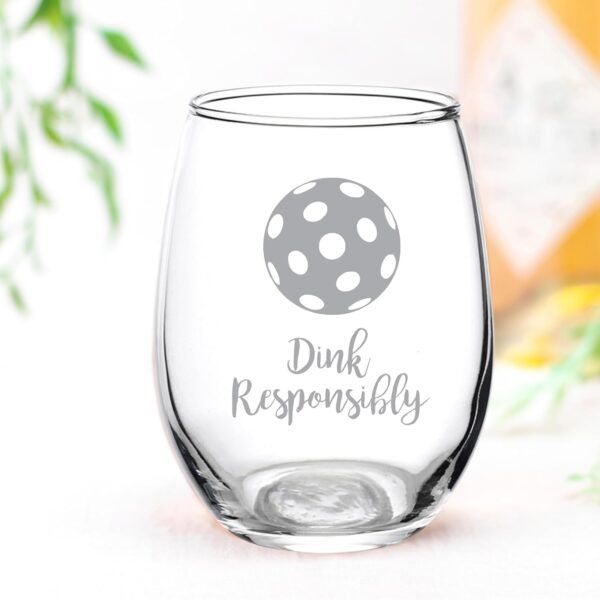 Funny Pickleball Gift Idea - Laser-Etched Design "Set of 4 Pickleball Wine Glasses" - 18oz Pickleball Wine Glass - Perfect Gift for Pickleball Lovers - Gift Boxed