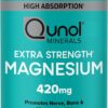Qunol Magnesium Capsules 420mg, 100% DV, High Absorption Magnesium Supplement, Extra Strength, Bone and Muscle Health Supplement, 180 Count