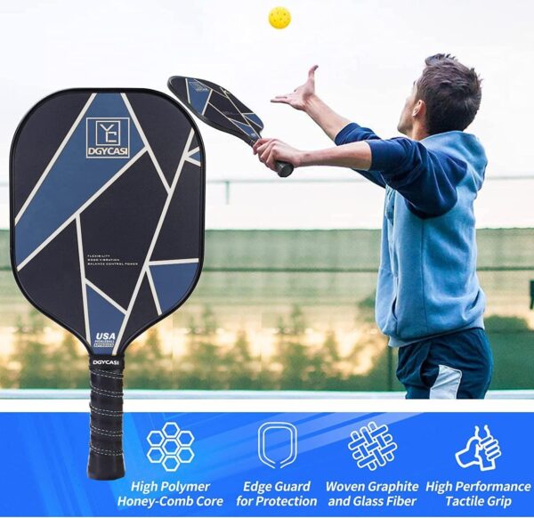 YC DGYCASI Pickleball Paddles Set of 2, USAPA Approved Carbon Fiber Surface Pickleball Set, Lightweight Pickle Ball Rackets 2 Pack, 2 Outdoor Pickleball, 2 Indoor Pickleball, 1 Pickleball Bag