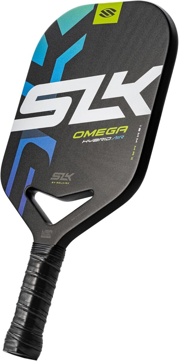 2025 SLK Omega MAX Pickleball Paddle | 12k UltraWeave Carbon Fiber Face with Rev-Control Polymer Core | ProSpin+ Texture for Spin and Control | Max Blue