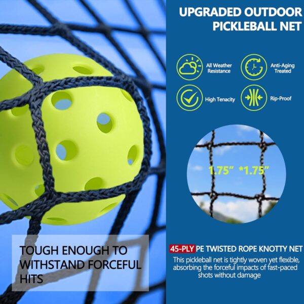 Pickleball Replacement Net 22x3ft, Heavy Duty Indoor/Outdoor, Official Regulation Size, Black & White