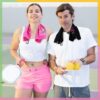 4 Pcs Funny Dink Ball Towels 16 x 24 in Microfiber Cotton Athletic Towels with Dinkball Keychains Gift Set for Women Men Embroidered Waffle Dinkball Sports Towel Gift Box for Dinkball Lovers