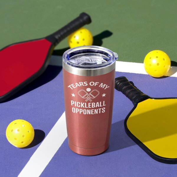 Lifecapido Pickleball Gifts 20oz Insulated Tumbler, Funny Christmas Birthday Gifts for Pickleball Lovers Player Coach (Rose Gold)