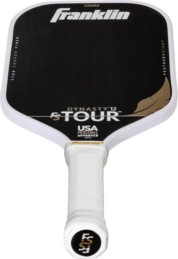 Franklin Sports Pro Pickleball Paddles - FS Tour Featherweight Series Lightweight Paddles - USA Pickleball Approved - Raw Carbon Fiber Surface - Polymer Core - White