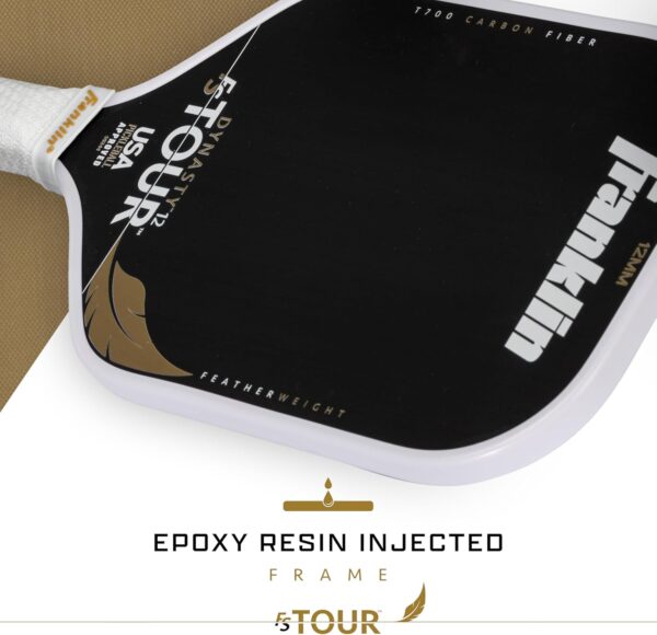 Franklin Sports Pro Pickleball Paddles - FS Tour Featherweight Series Lightweight Paddles - USA Pickleball Approved - Raw Carbon Fiber Surface - Polymer Core - White