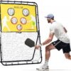 BGOJAB Pickleball Practice Rebounder Board with Target Net, 2 in 1 Pickleballs Training Equipment for Accuracy and Skill Development, Pickleball Dink Master Solo Trainer for Kid/Youth/Adult