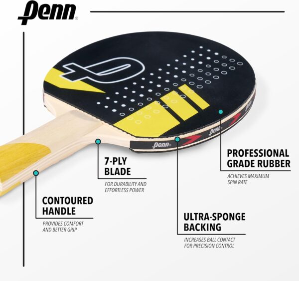 Penn 5.0 Professional Ping Pong Paddles - Choose Single Table Tennis Paddle, or Deluxe 2 or 4 Player Kit with Balls and Storage Case