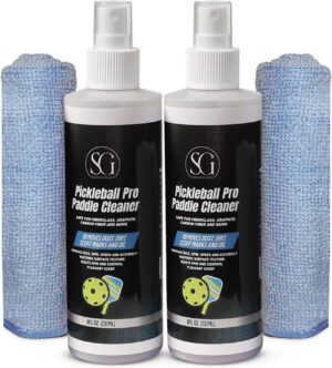 Pickleball Paddle Cleaner Spray - Removes Dirt, Ball Residue, Scuff Marks- EPA Safer Ingredients, Pickleball Accessories, Pickleball Gifts, Presidents Day Deals - 8 FL Oz (Cloth & Thumb Tape Included)
