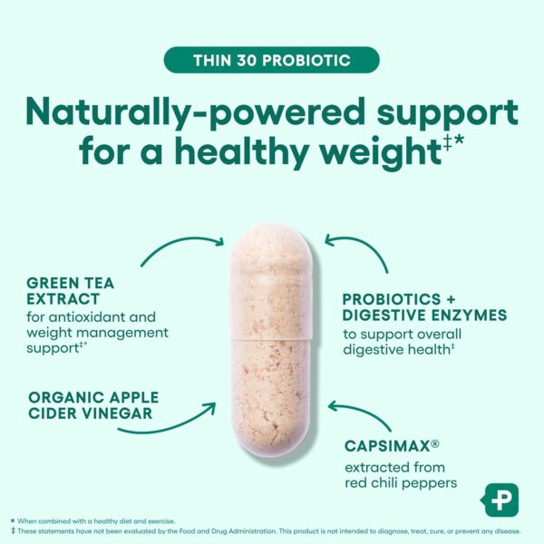 Physician's CHOICE Probiotics for Weight Management & Bloating - 6 Probiotic Strains - Prebiotics - Key ingredient Cayenne - Supports Gut Health - Weight Management for Women & Men - Green Tea - 30 CT