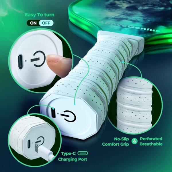 LED Light Up Pickleball Paddles Set of 2,Glow in The Dark,USAPA Approved Fiberglass Lightweight Pickleball Racket,2 Outdoor Balls & 1 Carrying Bag Gifts for Women Men Beginners