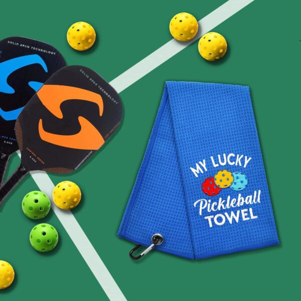 ERHACHAIJIA My Lucky Pickleball Towel Embroidered Pickleball Sports Towel with Clip. Funny Pickleball Gifts for Men Women Pickleball Lover, Birthday Retirement Mother's Day