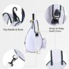 Rejolly Tennis Racket Sling Bag for Women Men Quilted Water Resistant Racquet Cover One Shoulder Crossbody Bag for 2 Tennis Rackets, Pickleball Paddles, Badminton Racquet
