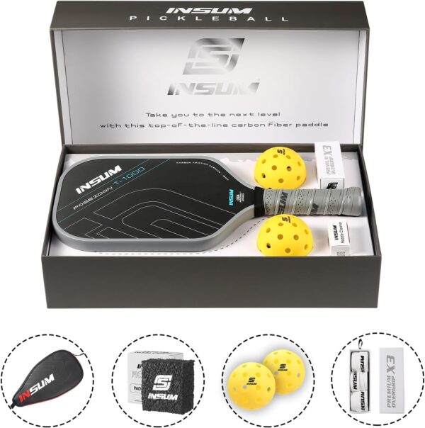 71dYD-B-zUL._AC_SL1500_.jpg Pickleball Paddles, Carbon Fiber Pickleball Paddle with Power Polymer Core, USAPA Approved, Pro Pickleball Rackets for Ultimate Spin & Consistency, Come with Cover