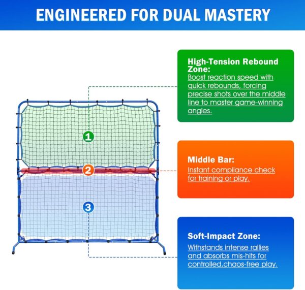 Pickleball Practice Net, Rebounder for Dink Volley Solo Training, Mini Small Pickleball Net for Competitive Game, Portable Convertible Setup for Outdoor Driveway Backyard, Easy Store for Indoor Garage