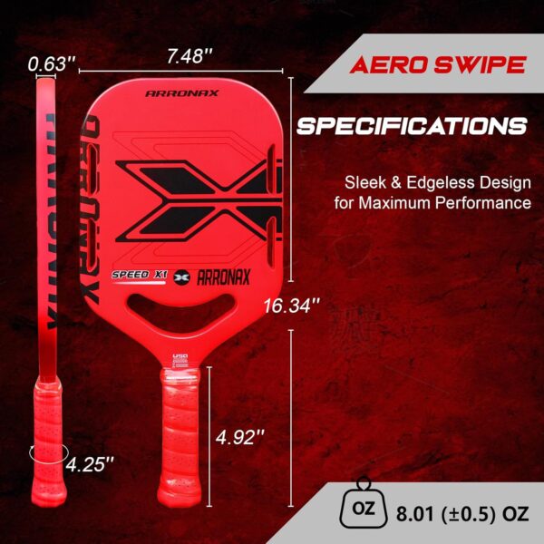 Pickleball Paddles, Carbon Fiber Pickleball Paddle with Paddles Cover, Thermoformed Pickleball Paddles, Aerodynamic Openpickleball Paddle, Pickle Ball Pellet Painted Edgeless Style, (Rose red)