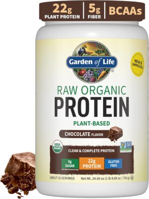 Vegan Protein Powder - Chocolate Organic Protein Powder, 22g Plant Based Protein & BCAAs, Probiotics & Digestive Enzymes - Garden of Life, Gluten & Lactose Free 1.5 LB