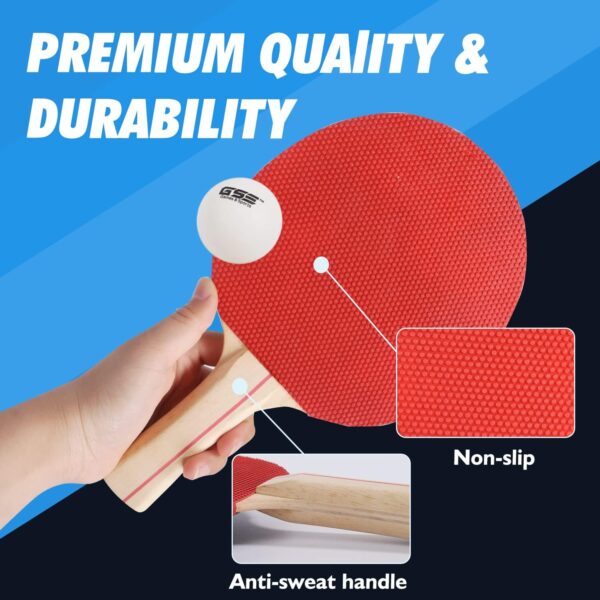 GSE Games & Sports Expert Adjustable Retractable Ping Pong Net Set & Post. Professional Table Tennis Rackets and Balls, Net with Posts and Storage Bag - Pingpong Paddle and Game Table Accessories.
