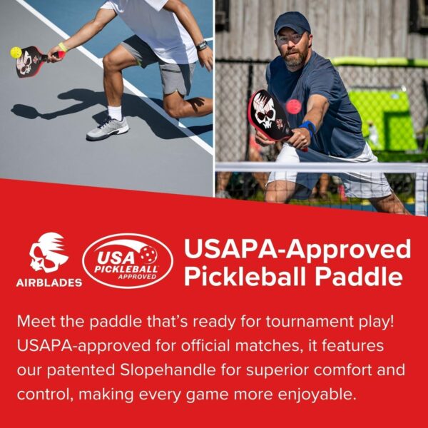 Peacemaker Pickleball Paddle – USAPA Approved, T700 Carbon Fiber, Patented Slopehandle, Honeycomb Core, Friction Paint, Edgeless Design, Thermoformed, Deluxe Carry Case