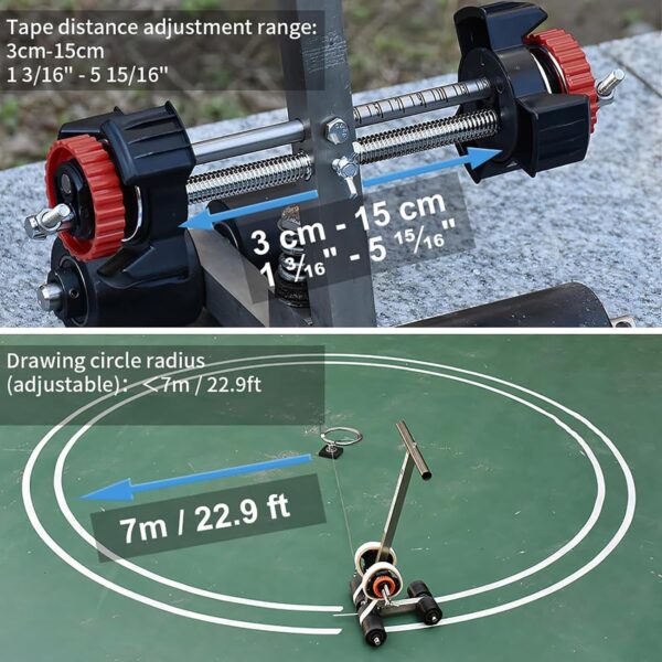 Playing Field Line Striping Machines, with Drawing Circle Kit, Floor Tape Applicator, Pickleball Court Marking Kit for Driveway, Asphalt Or Concrete, Basketball Courts, Road Warning,45cm (45cm)