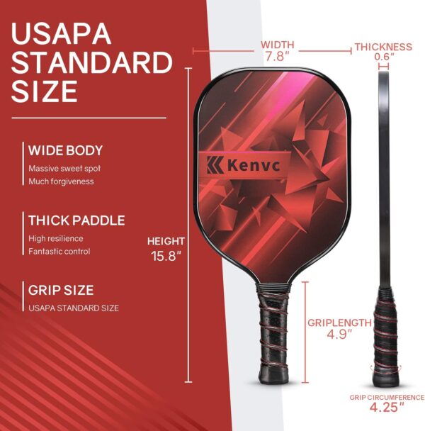 Pickleball Paddles Set, Lightweight Set of 2 Pickleball Paddles, 3K Carbon Fiber, Graphite Pickleball Paddle Face, Honeycomb Core, 4 Pickleball Balls, 1 Carry Bag for Women Men
