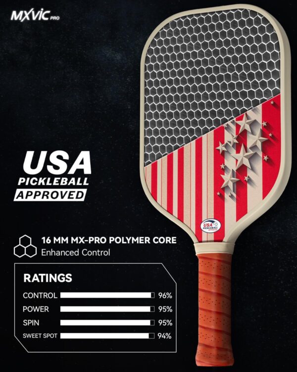 Pro Pickleball-Paddle 16mm, T700 Carbon Fiber Textured Surface (CFS), USAPA Approved Hybrid Control Paddle with Cover, 2025 High Grit & Spin Racket, Intermediate, Advanced