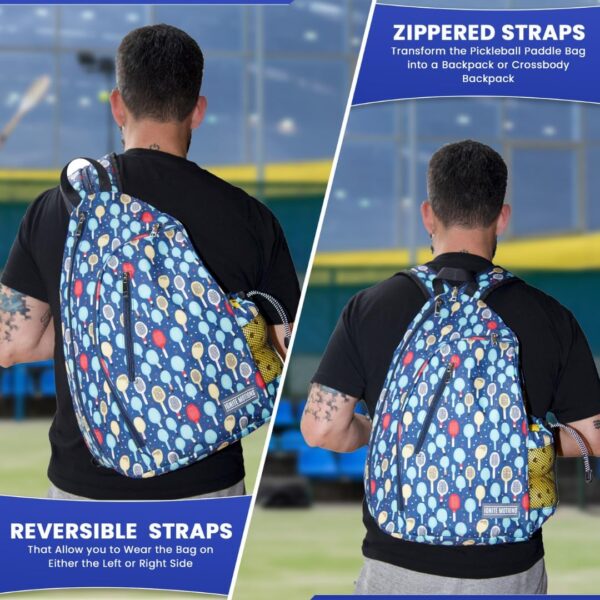 Pickleball Bag for Men & Women Pickleball Backpack - Adjustable Sling Bag/Crossbody with Fence Hook