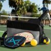 Cosmos Pickleball Bag for Men Women, Portable Pickleball Sling Bag Paddles & Balls Storage Pouch with Adjustable Shoulder Strap and Mesh Pocket, Sport Equipment Accessories