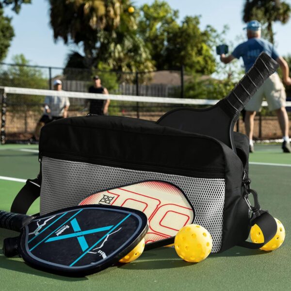 Cosmos Pickleball Bag for Men Women, Portable Pickleball Sling Bag Paddles & Balls Storage Pouch with Adjustable Shoulder Strap and Mesh Pocket, Sport Equipment Accessories
