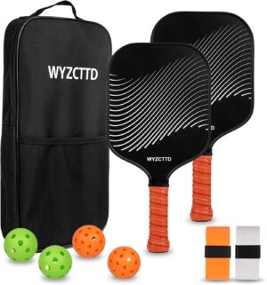 Carbon Fiber Pickleball Paddles Set,2 Pack with 2 Balls & Portable Bag - Lightweight Pickleball Paddles for Women & Men, Professional-Grade Pickleball Gifts for All Skill Levels