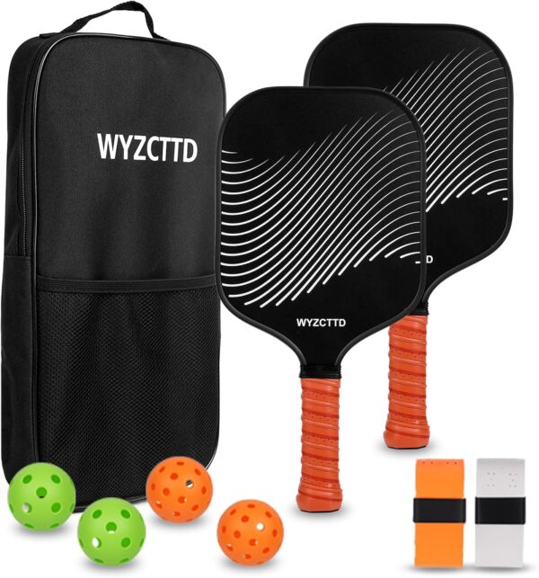 Carbon Fiber Pickleball Paddles Set,2 Pack with 2 Balls & Portable Bag - Lightweight Pickleball Paddles for Women & Men, Professional-Grade Pickleball Gifts for All Skill Levels