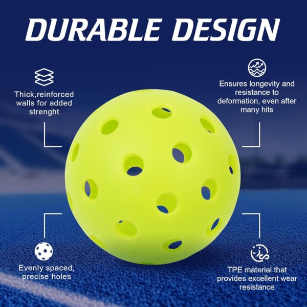 12 Pack Premium 40-Holes Bright Outdoor Pickleball Balls, Meet USAPA Official Requirement, Perfectly Balanced, High Bounce True Flight, Durable Pickle Ball Set