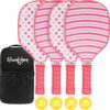 Wood Pickle Paddles Set of 4 with 4-40 Holes Pickleball Balls and Carry Bag, Wood Pickle Rackets Gifts for Adults, Kids and Beginners with Comfort Grip NE1