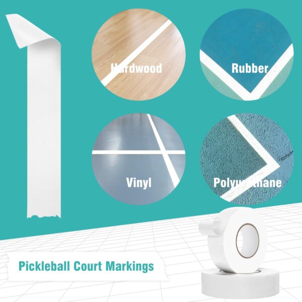 Pickleball Tape for Outdoor Court, Temporary Pickleball Court Lines, Court Marking Kit for Pickleball, Basketball, Badminton