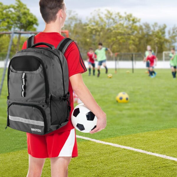 BROTOU Soccer Backpack Sports Bag with Ball Holder and Shoe Compartment for Football Basketball Volleyball Rugby