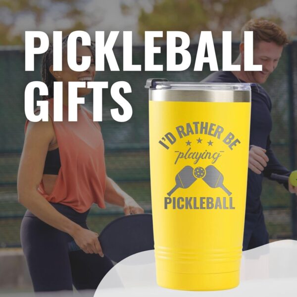 Onebttl Pickleball Gifts, Pickleball Accessories, Insulated 20oz Stainless Steel Travel Tumbler with Straw and Lid, I'd Rather be Playing Pickleball