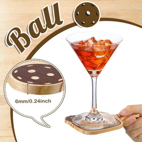 Hushee 6 Pack Drink Coasters Wood Coasters Set Paddle Shape with Handle Funny Gift for Women Men Sports Lovers Fans Party Favors Decorations