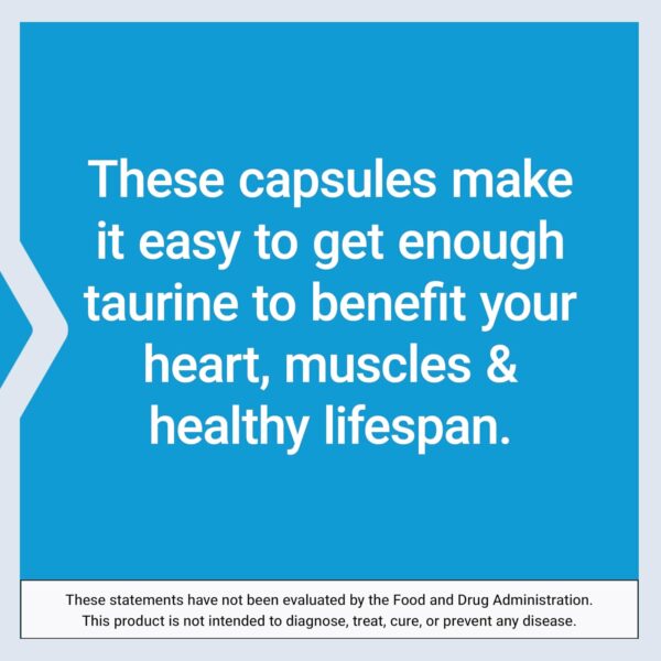 Life Extension Taurine, Pure Taurine Amino Acid Supplement, Heart, Liver and Brain Health, Longevity, Muscle and Exercise, 1000 mg dose, Non-GMO, Gluten-Free, Vegetarian, 90 Vegetarian Capsules