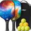 Hicober for Pickleball Paddles Set of 2,USAPA Approved Pickleball Rackets with 6 Balls,Fiberglass Surface Paddles for Men and Women