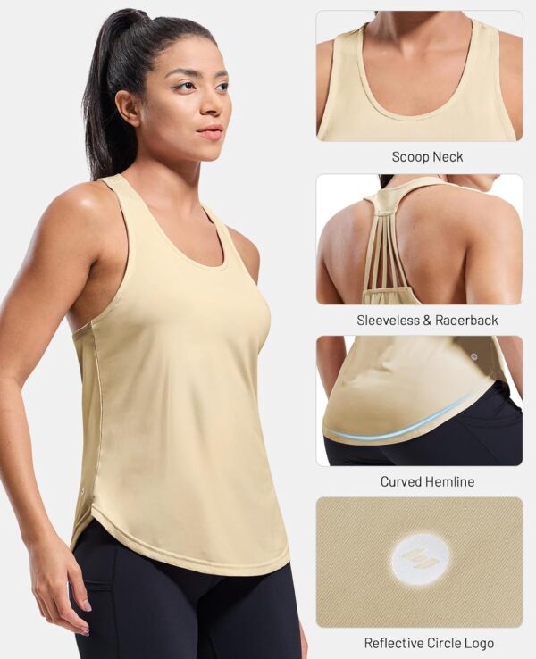 MIER Womens Workout Tank Tops Sleeveless Yoga Athletic Running Dry Fit Shirts Racerback Soft Gym Muscle Tee, Scoop Neck