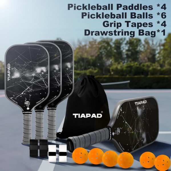 Pickleball Paddles Set of 2/4, USAPA Approved, Foam Molding 5.5" Long Handle, Lightweight, Fiberglass 16mm, Textured Surface, Elongated Pickle Ball Rackets 2 Pack for Beginner