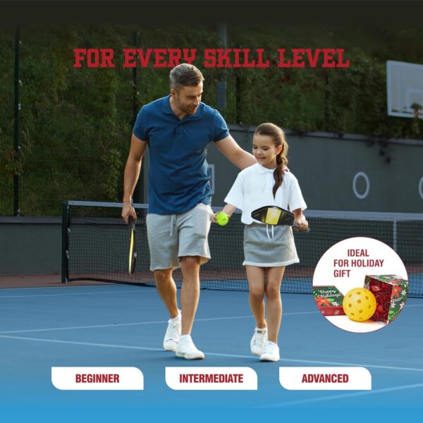 Vigel Premium Outdoor Pickleball Balls Set of 4-12, USAPA Approved Tournament and Competition Play, Perfectly Balanced, High Bounce True Flight, Durable, 40 Hole Pickleball, Ideal for All Skill Levels